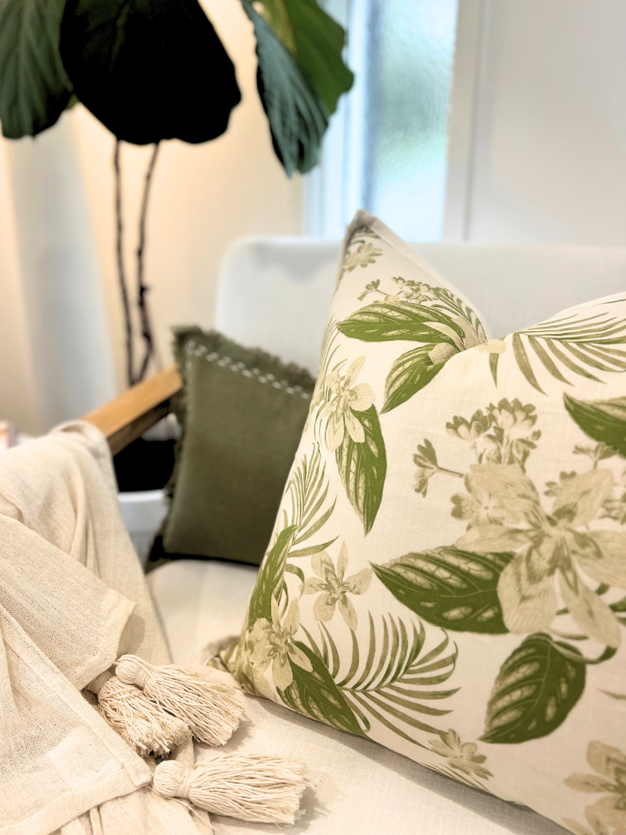 Sage stitch linen