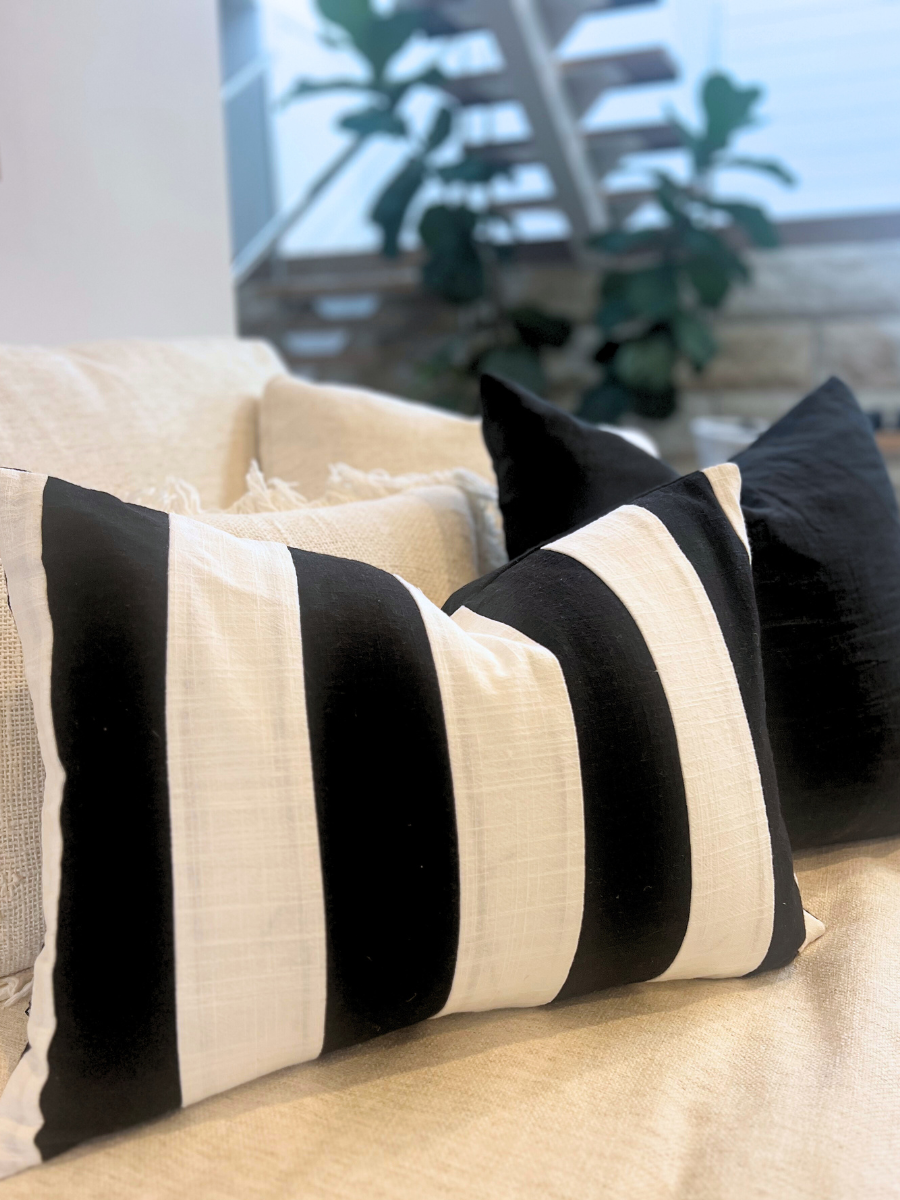 Alfresco Linen - Black & White Stripe