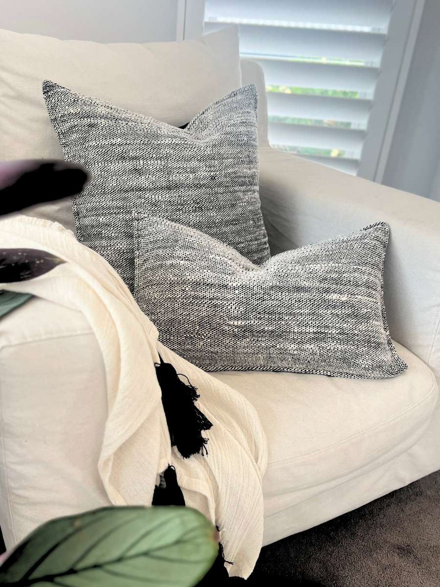 Coastal Tweed - Ash - Oblong cushion