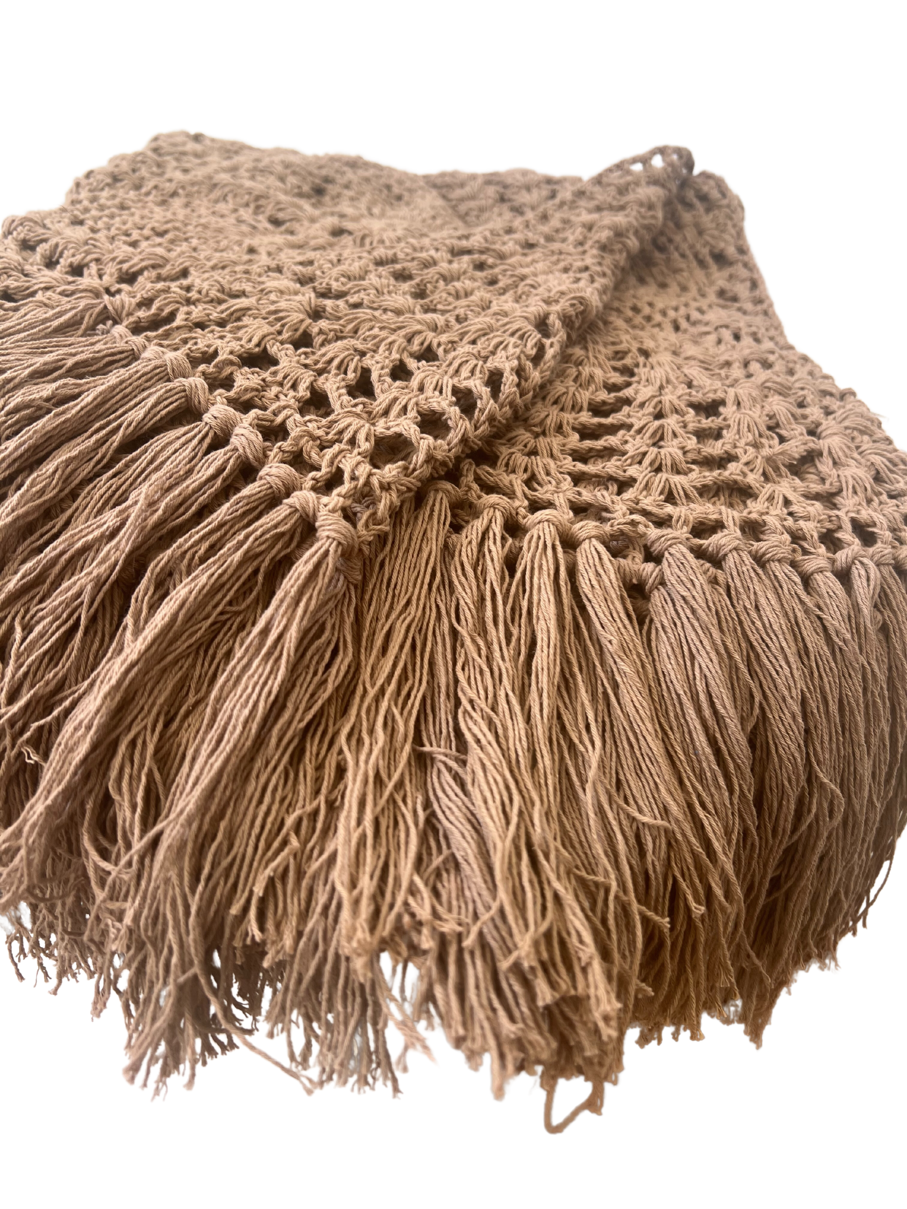 Crocheted cotton throw/bed runner - Mocha - Restock!