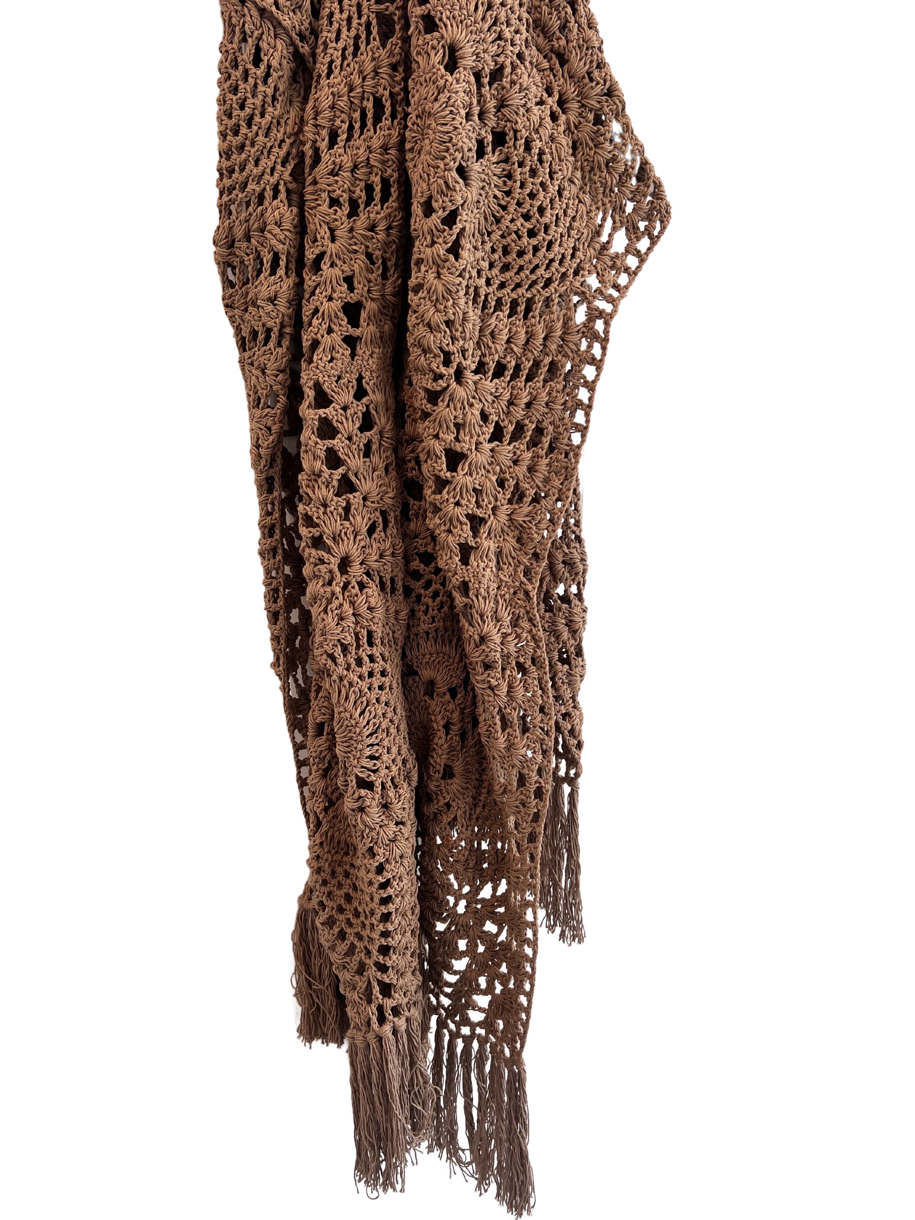 Crocheted cotton throw/bed runner - Mocha - Restock!