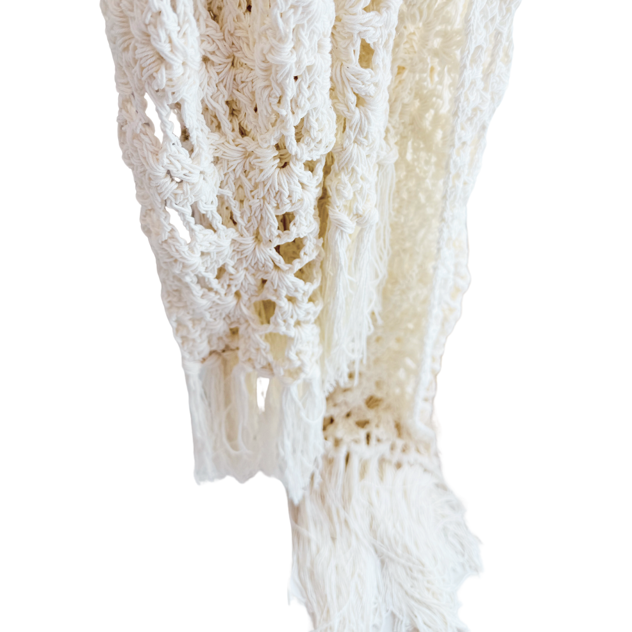 Crocheted cotton throw/bed runner - Ivory - New!