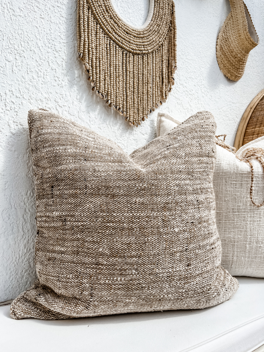 Handwoven Greige Cushion - Rectangle/Lumbar - New!