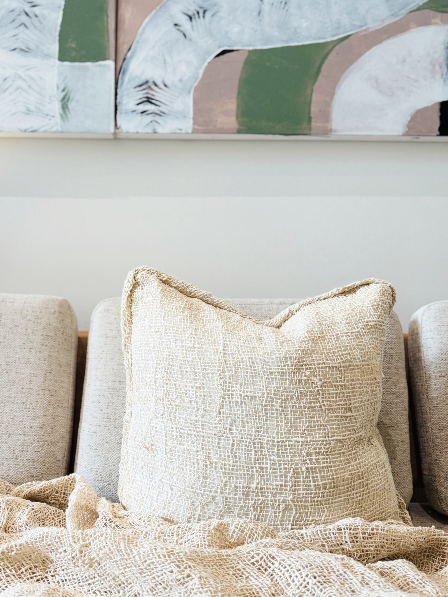 Coastal Natural Woven Cushion & Throw Set - New!
