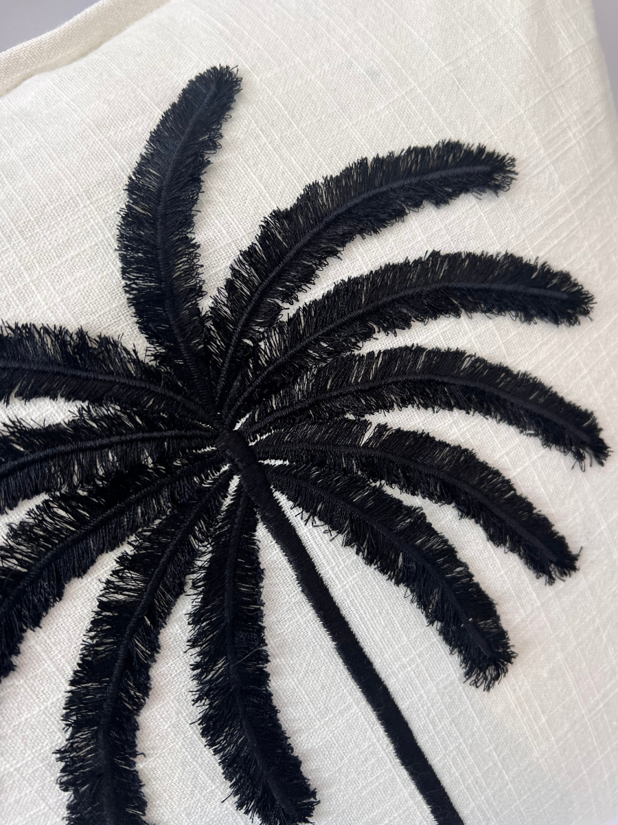 Palma Cushion Cover - Black on Ivory