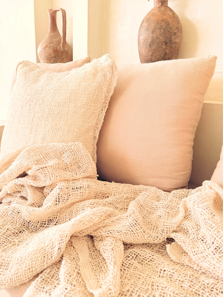 Coastal Natural Woven Cushion & Throw Set - New!