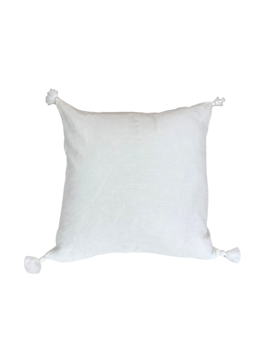Linen Tassels cushion - Ivory