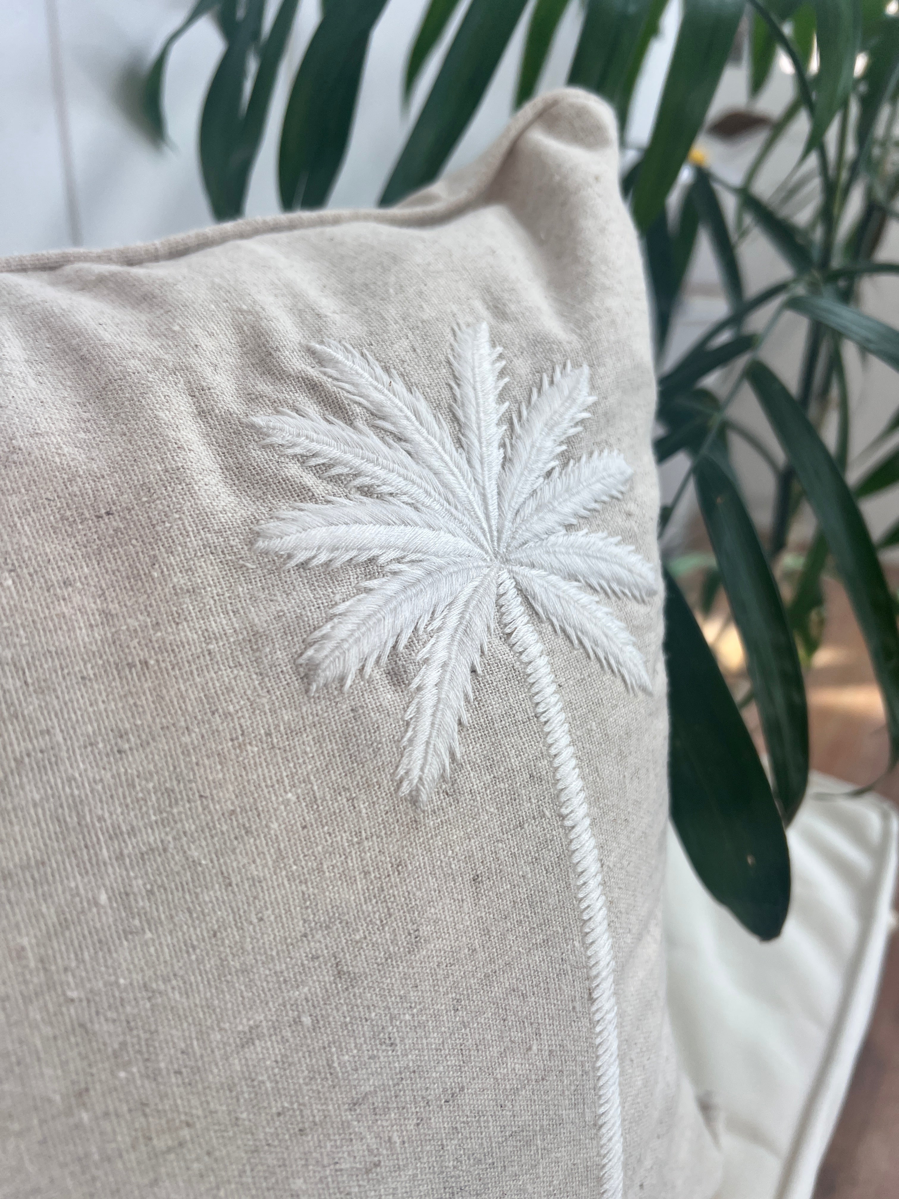 Palm Love Cushion and Cowrie Wall Art Set