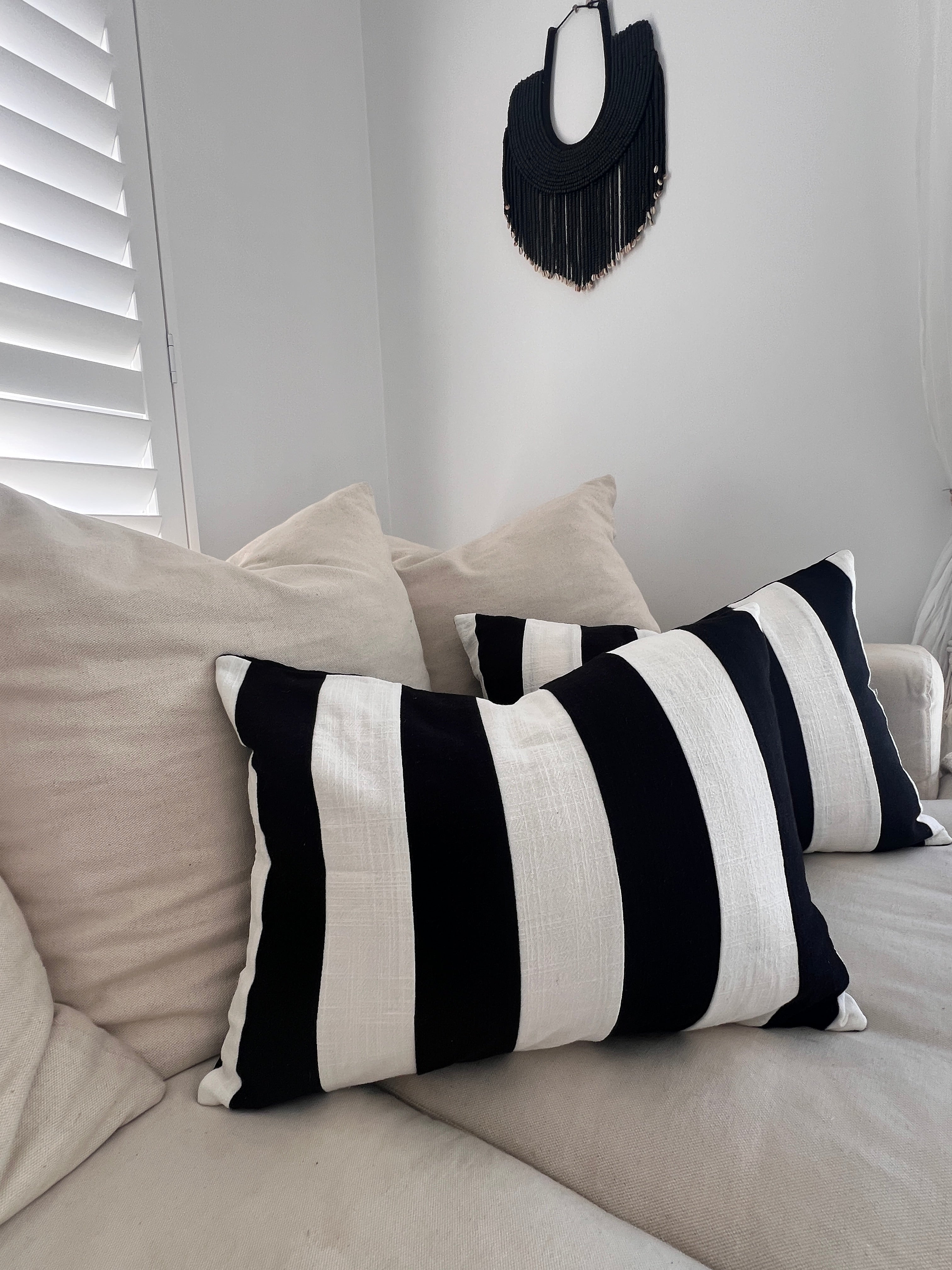 Noir Fine Stripe Oblong Cushion Cover