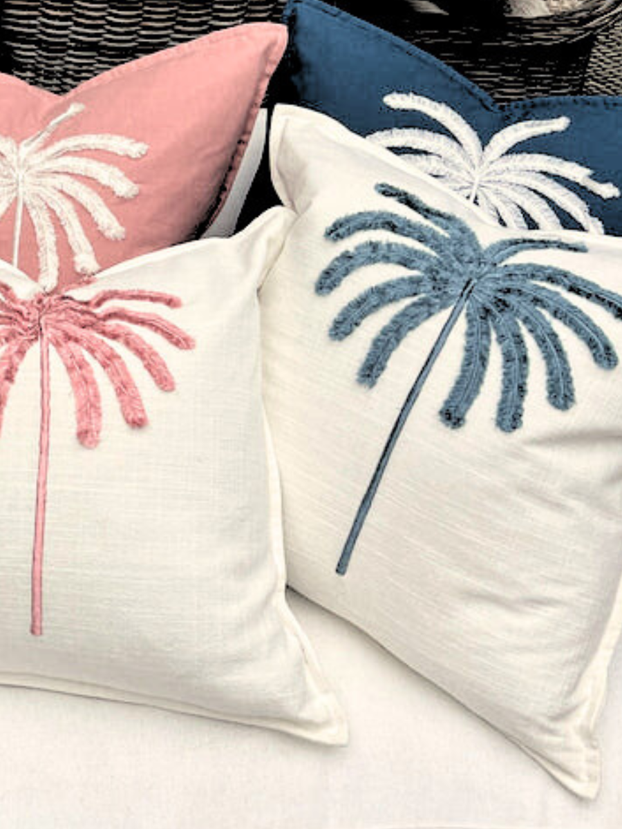 Palma Cushion Cover - Pink on Ivory - Restock!