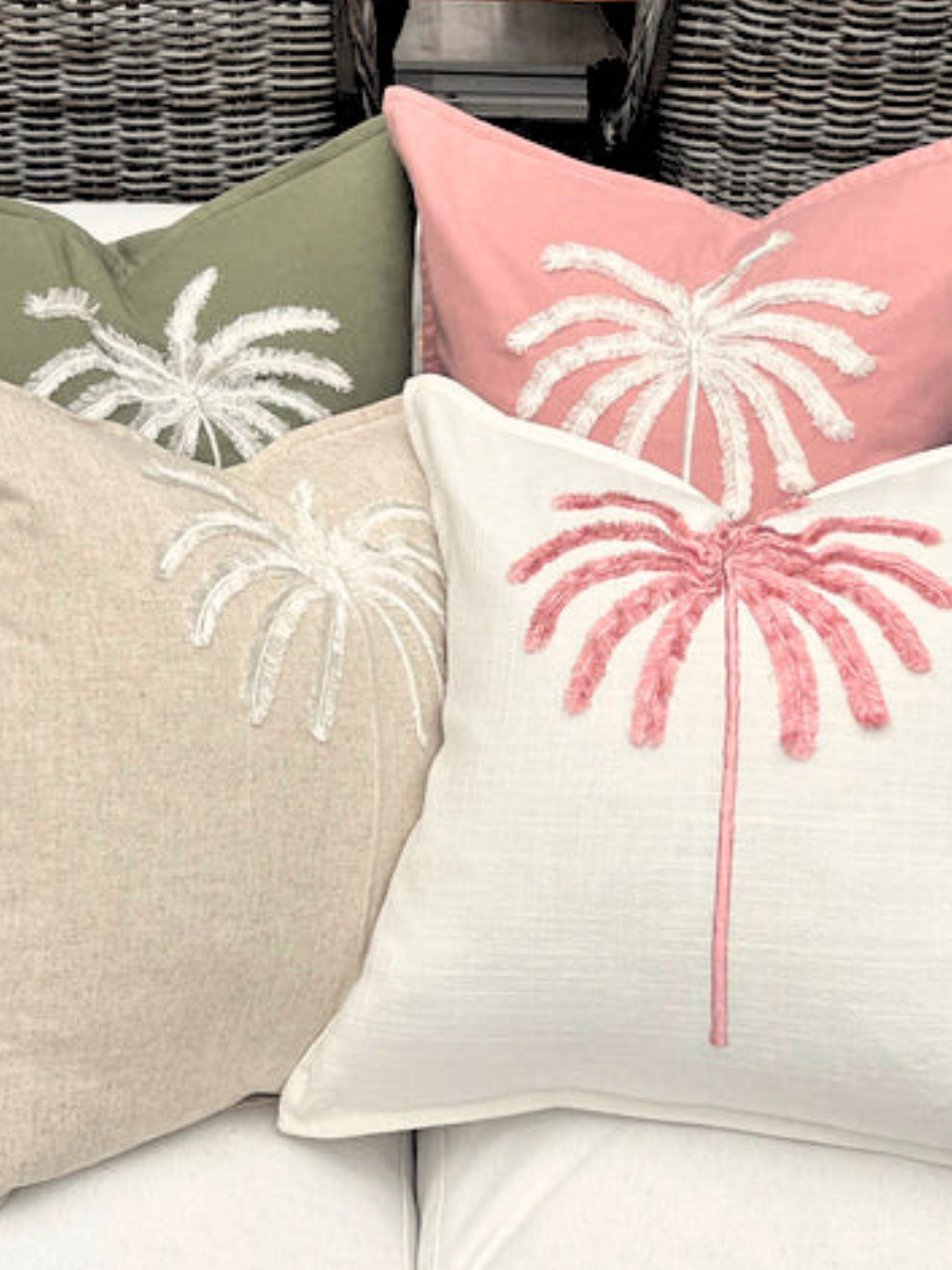Palma Cushion Cover - Pink on Ivory - Restock!
