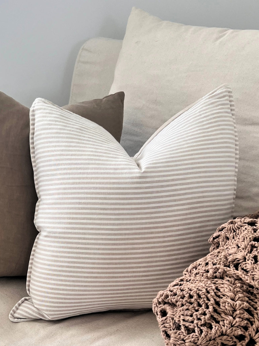 Antibes cushion cover - Taupe and Ivory