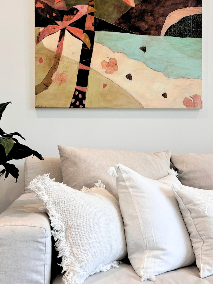 Linen Tassels cushion cover - Ivory