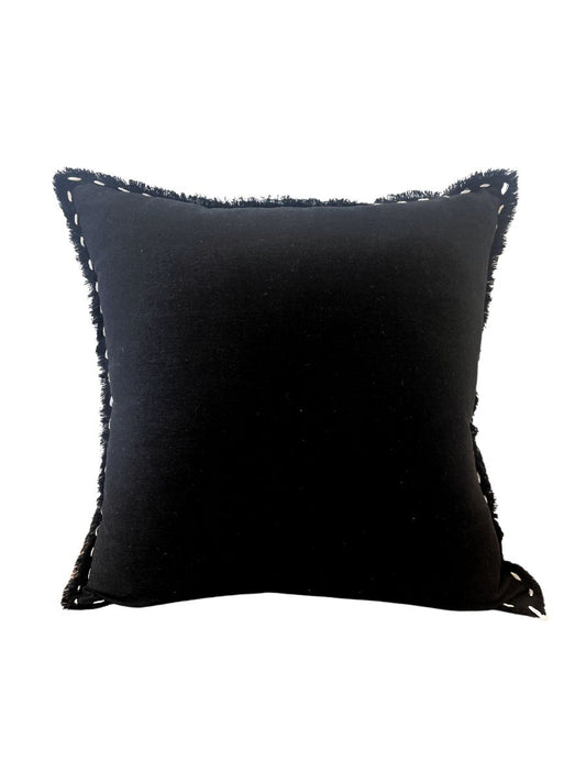 "Midnight" - Black Cushion With White Stitching