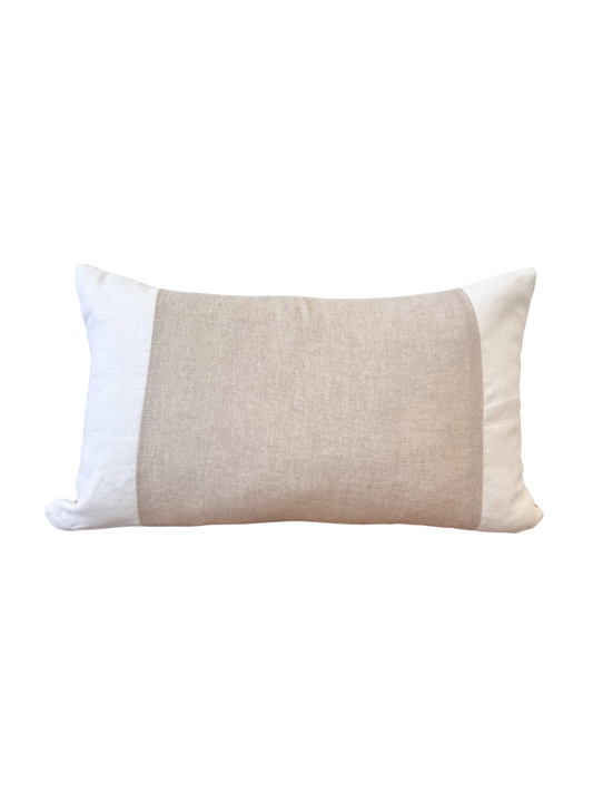"Rectangolo" - luxe linen cushion - Tan & Ivory - NEW!