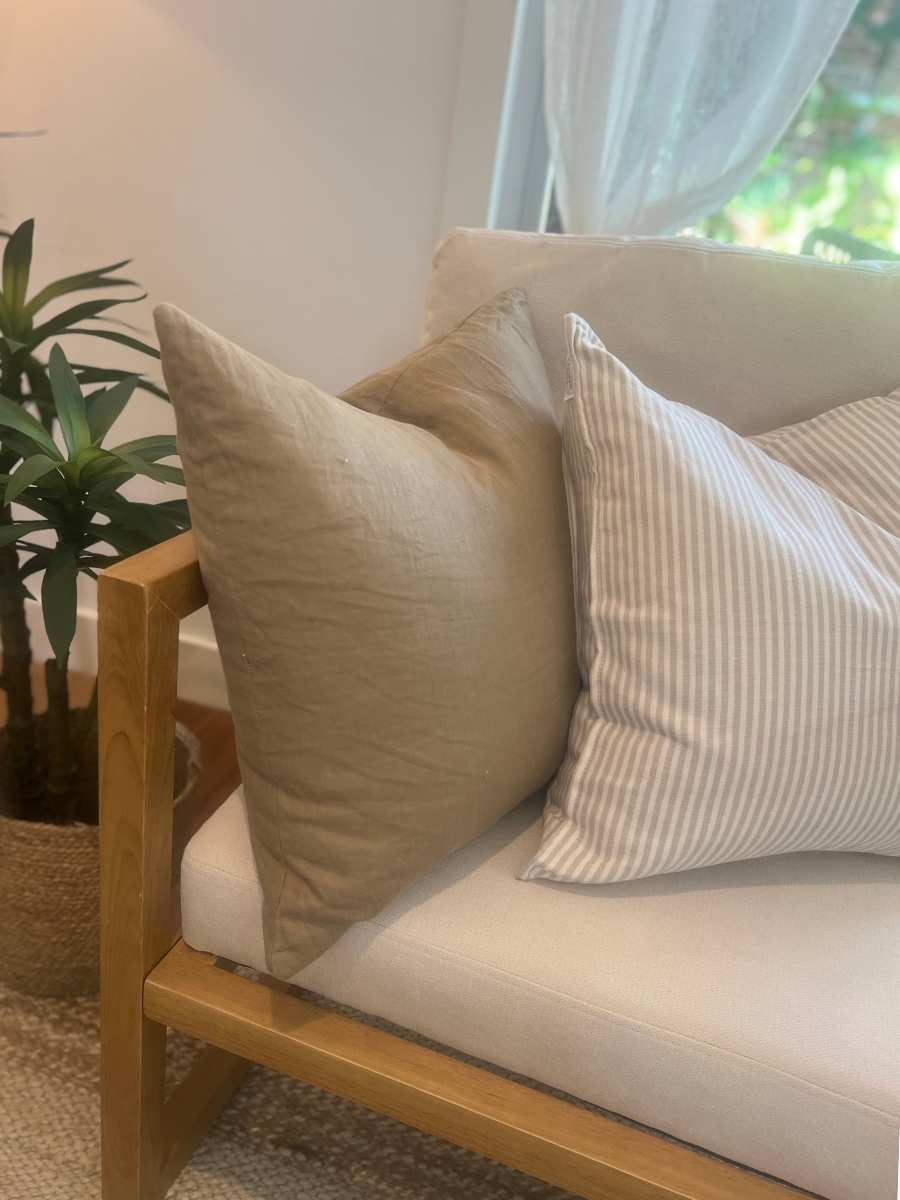 Antibes cushion cover - Taupe and Ivory