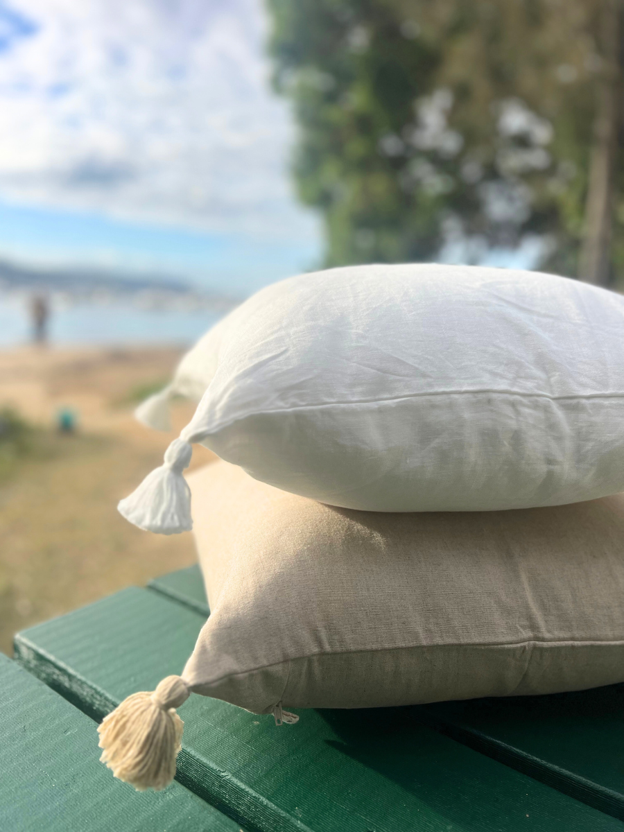 Linen Tassels cushion cover - Ecru - Restock!