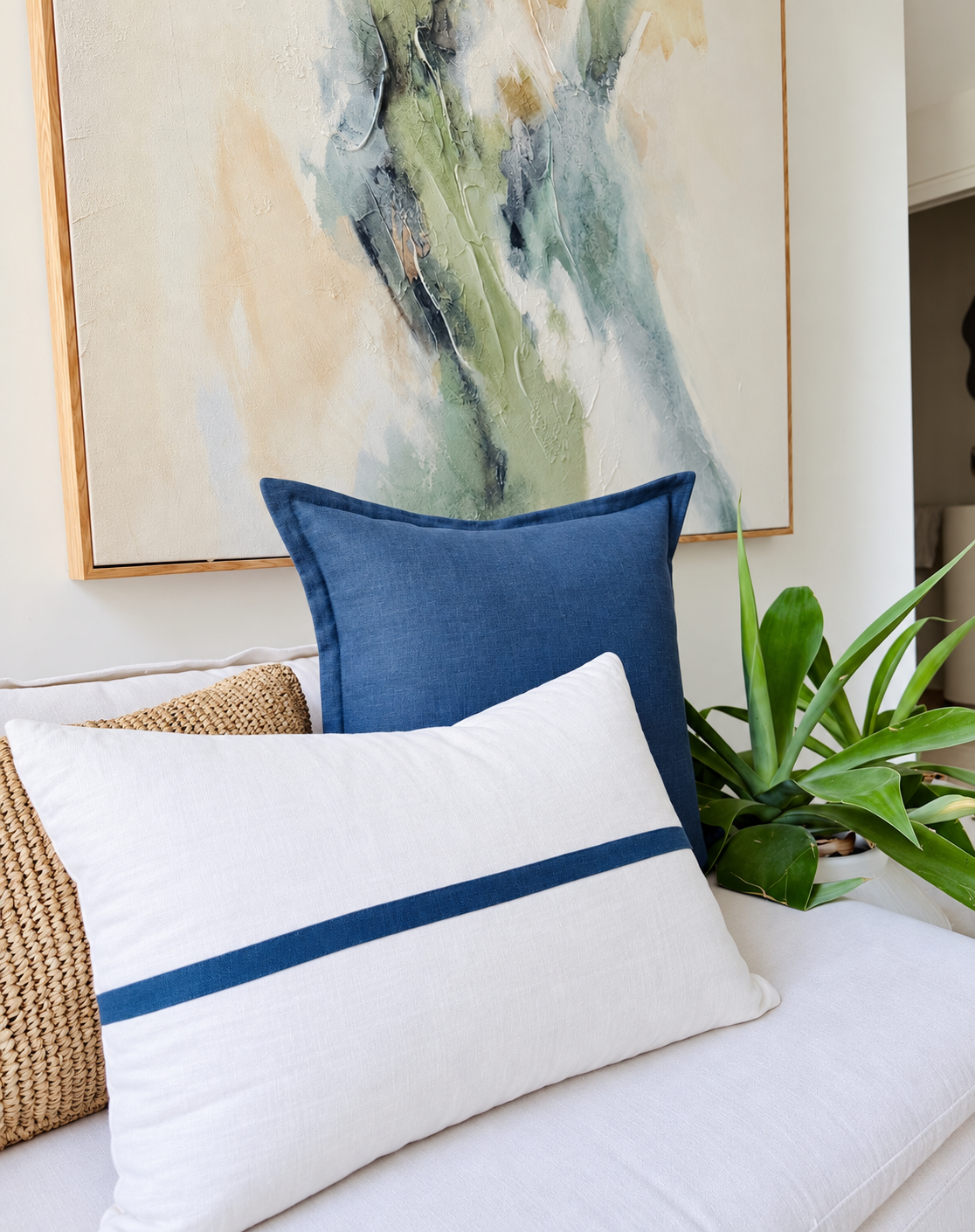 Capri Collection Cushion Set - Blue Sea & Ivory