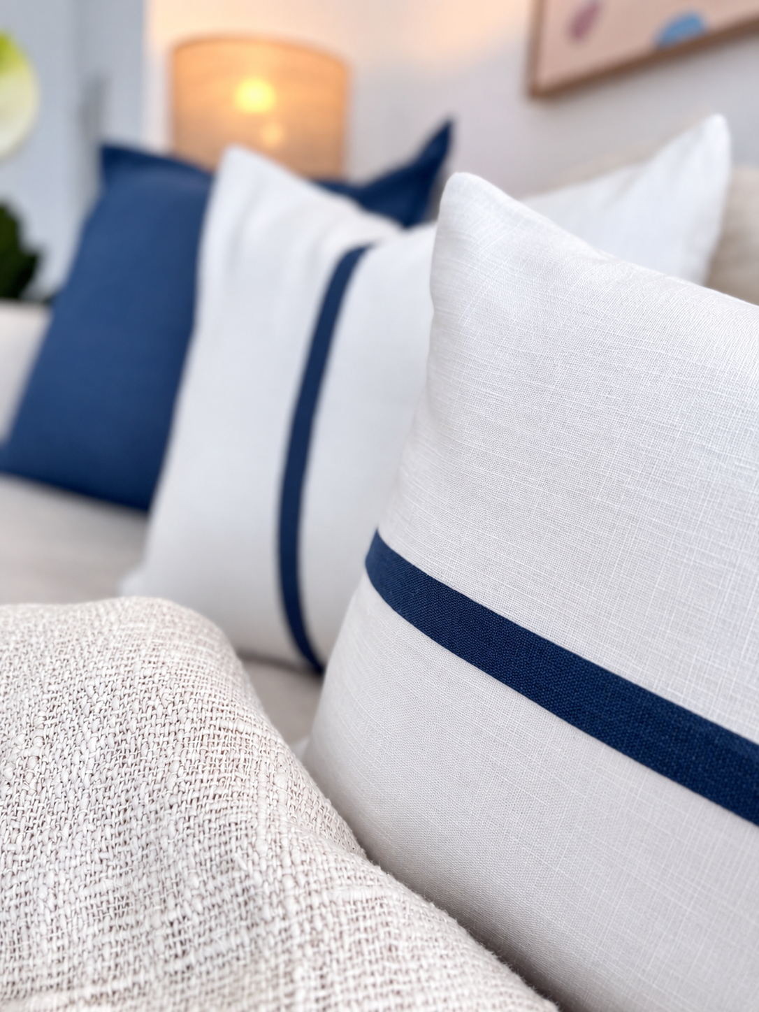 Capri Collection Cushion Trio Set - Blue Sea & Ivory
