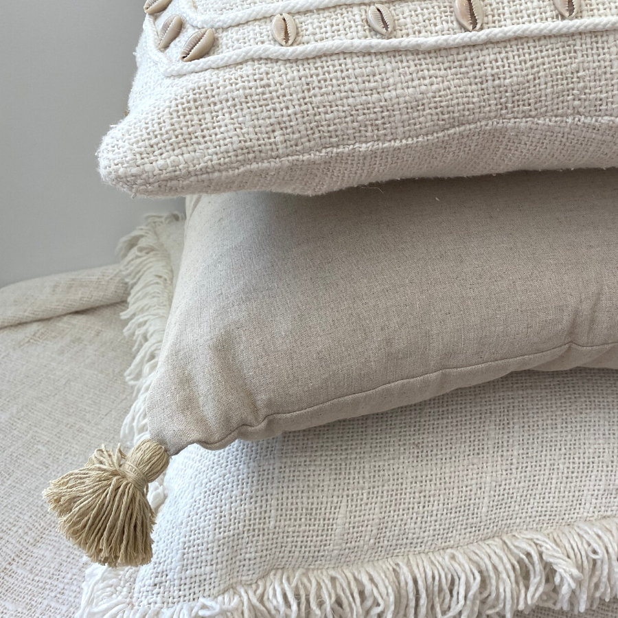 Stacked cushions.