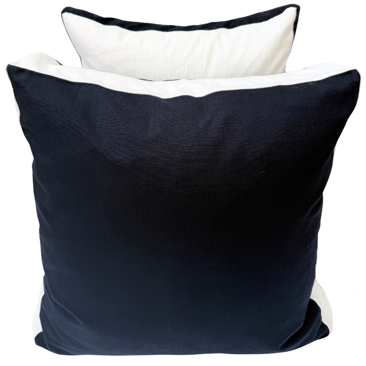 Two cushion, one navy and one white.