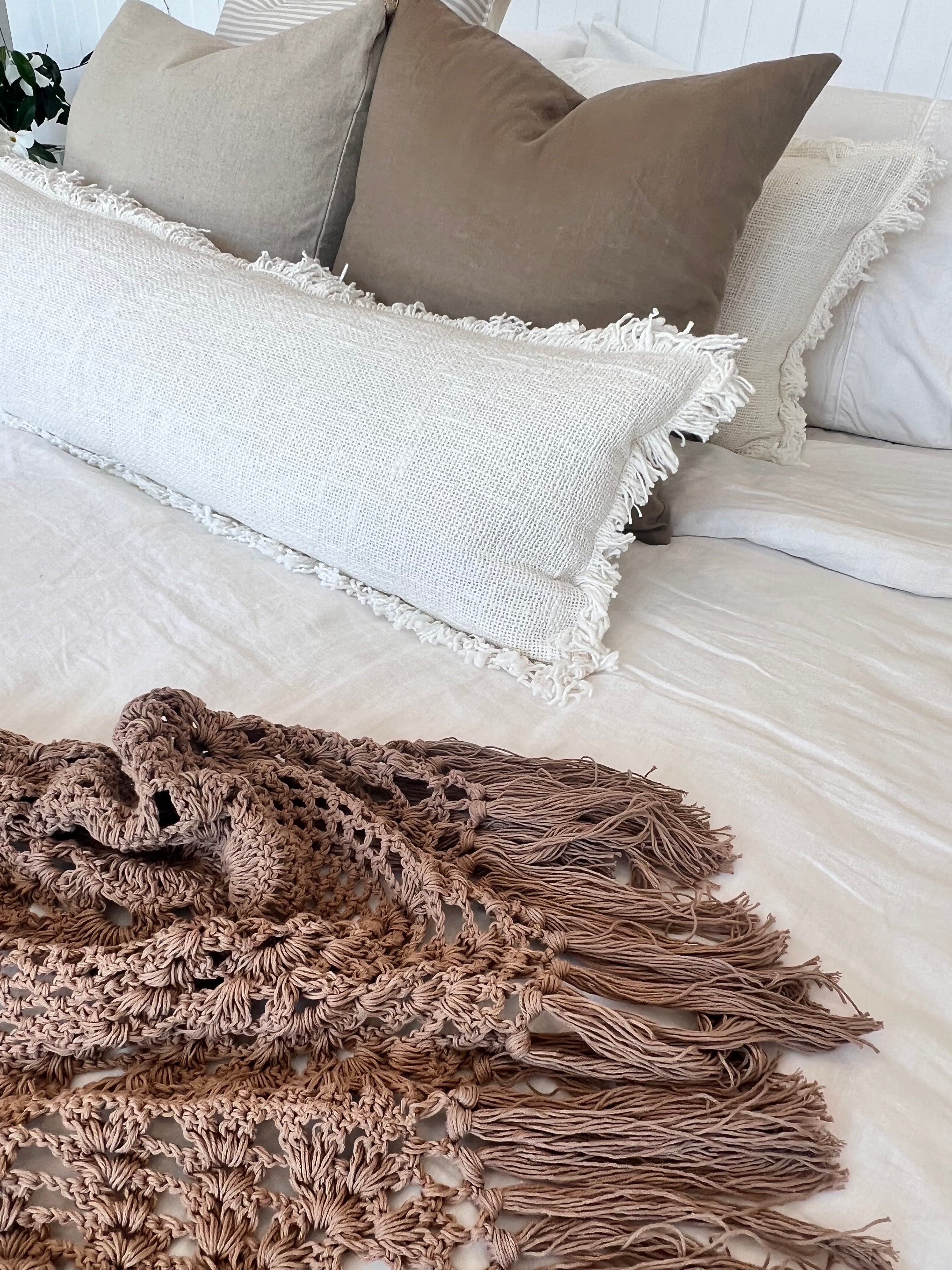 Crocheted cotton throw - Mocha