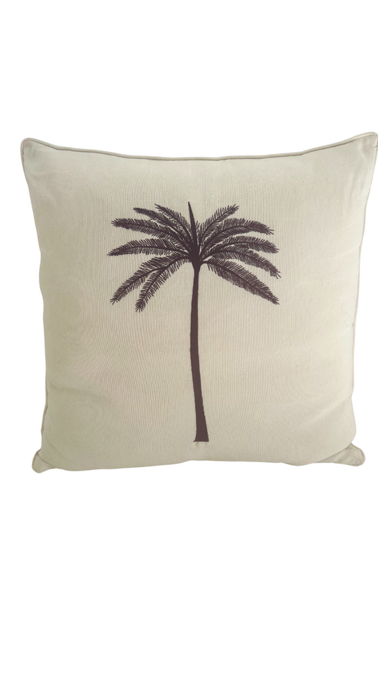 Grand Palm Cushion - Black Palm on White