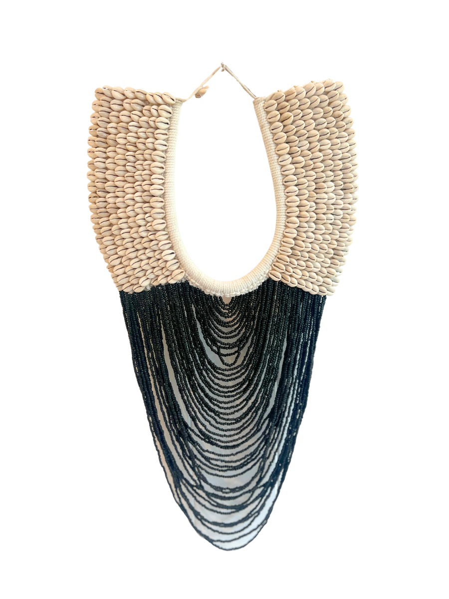Large Cowrie Wall Necklace - Black - New!