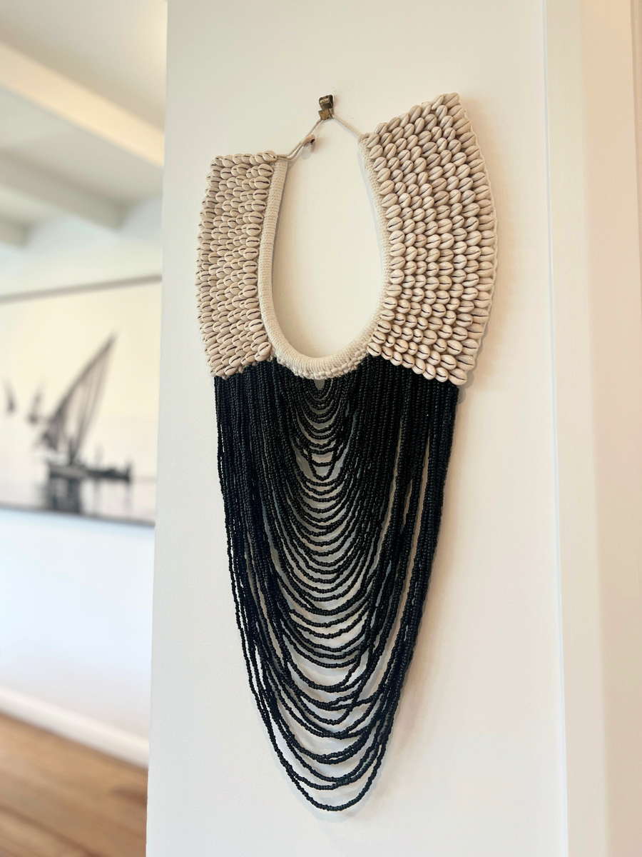 Large Cowrie Wall Necklace - Black - New!