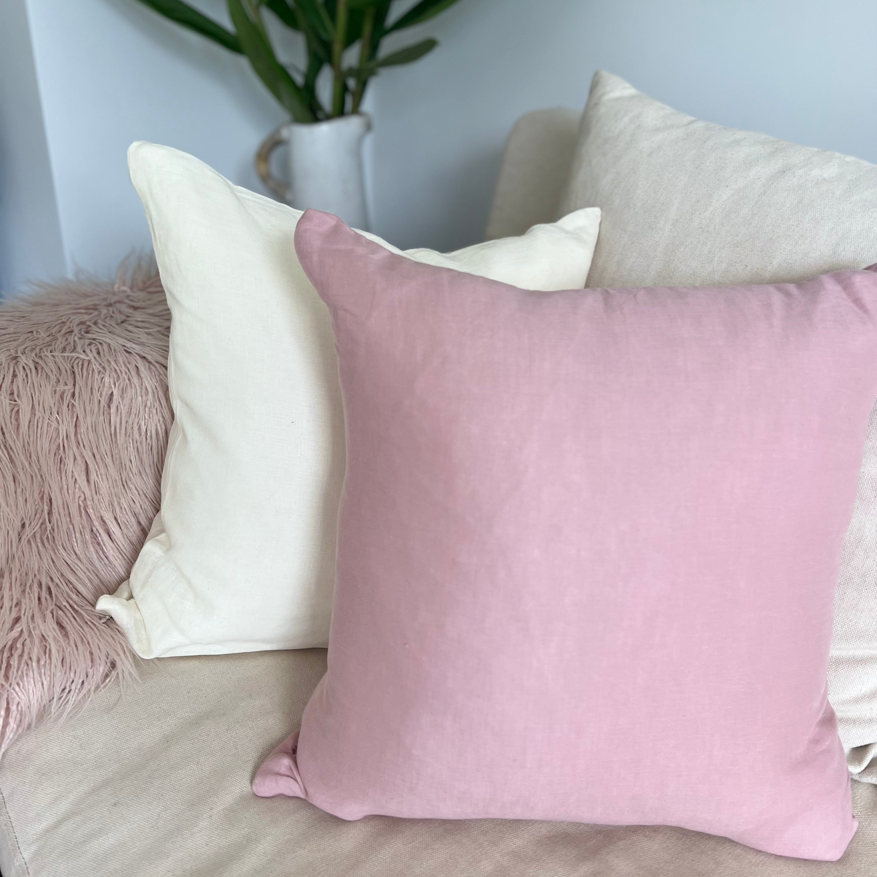 Cushions with plant background.