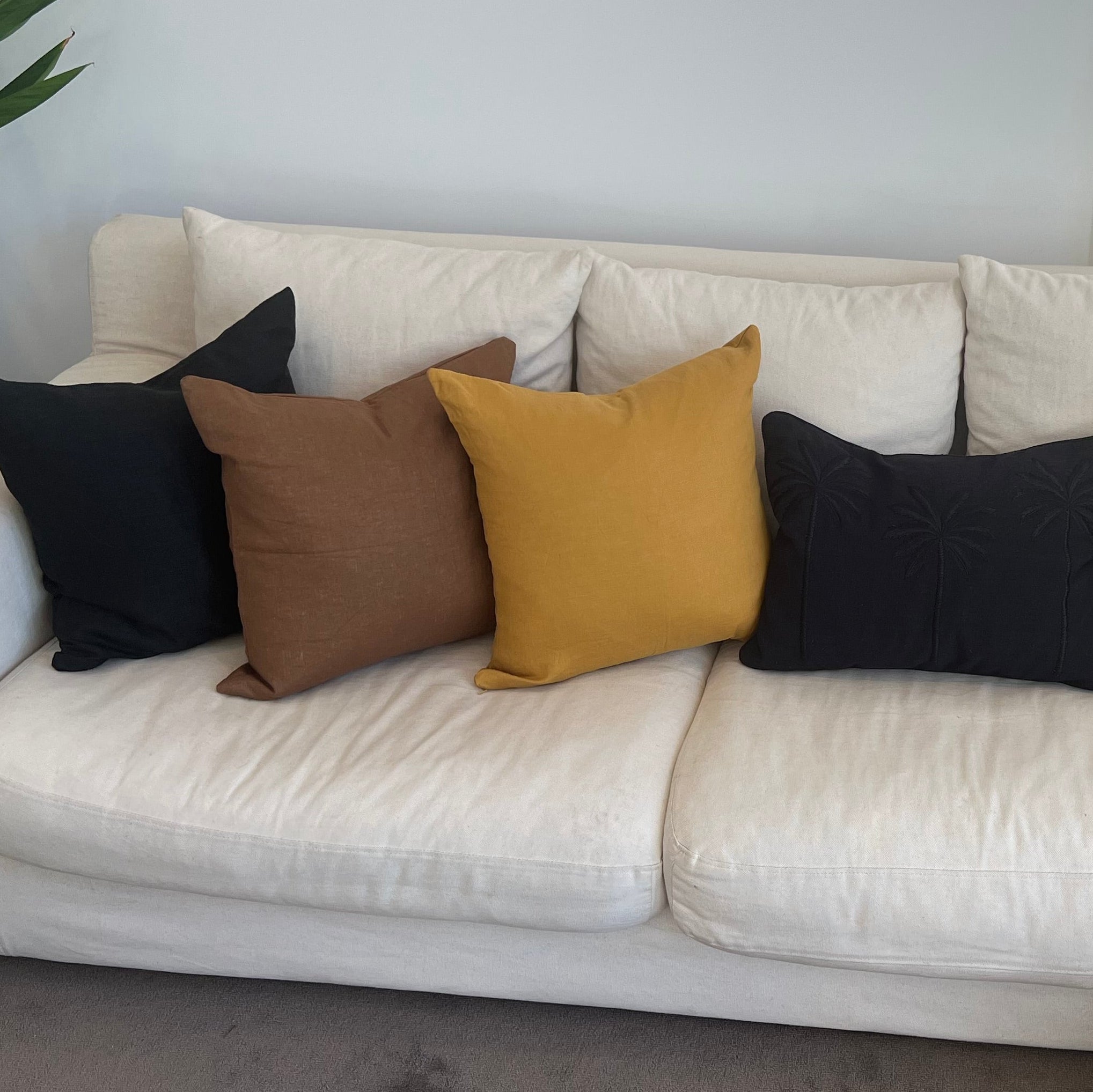 Lined up of cushions.