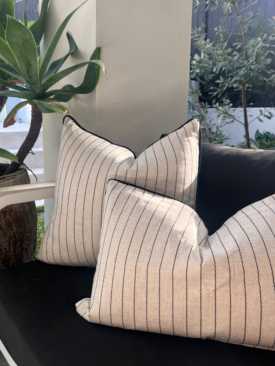 Noir Fine Stripe Cushion Rectangle - New!