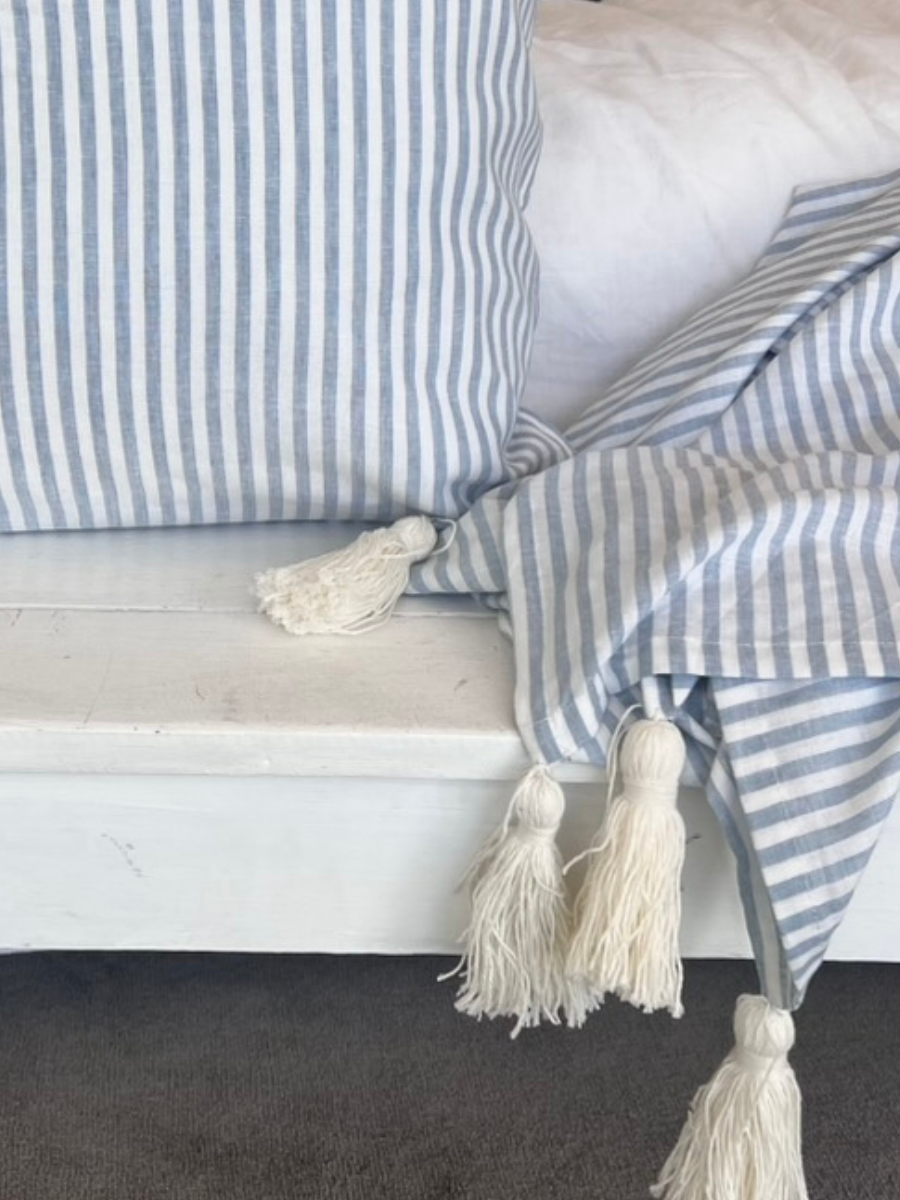 Antibes cushion and throw set Soft Blue coastaladdiction