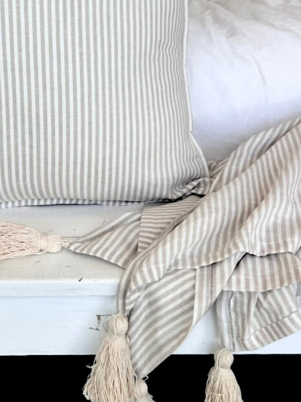 Antibes cushion and throw set Tan and Ivory coastaladdiction