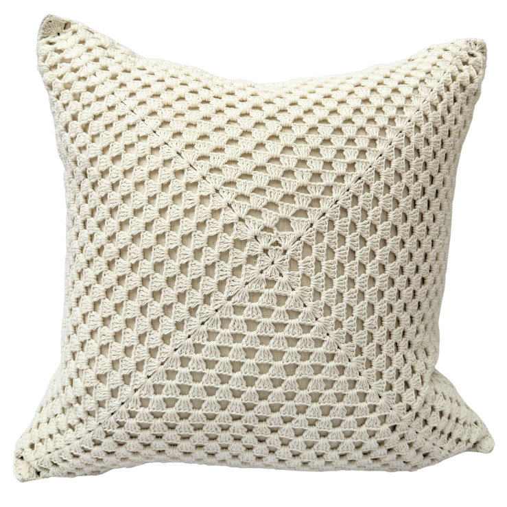 Textured beige pillow.