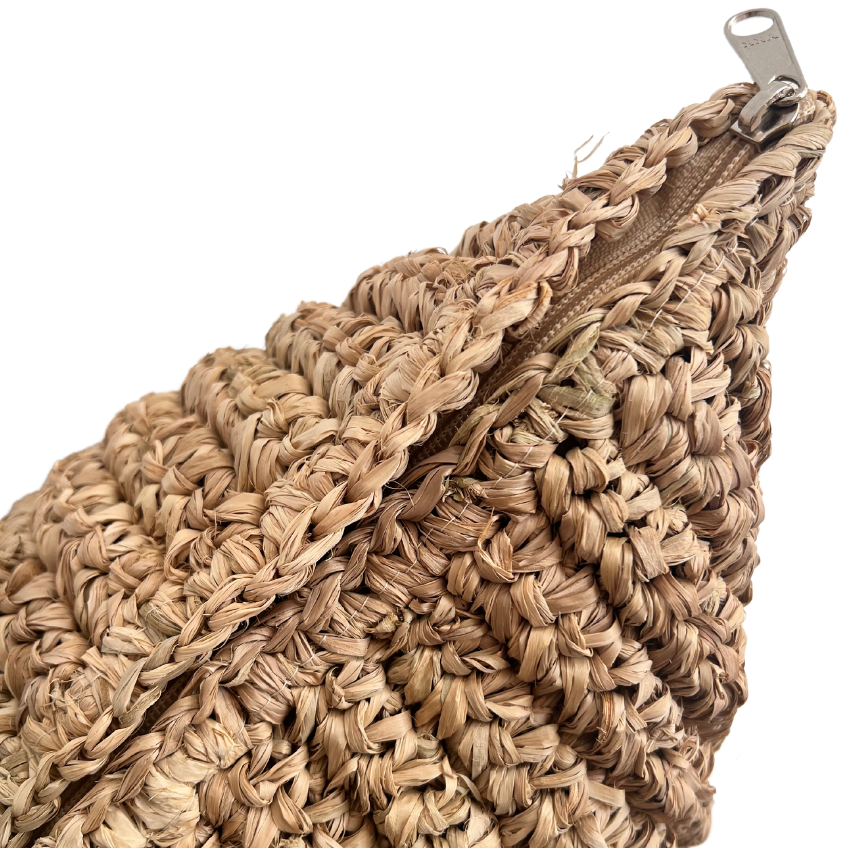 Woven cushion with zipper.