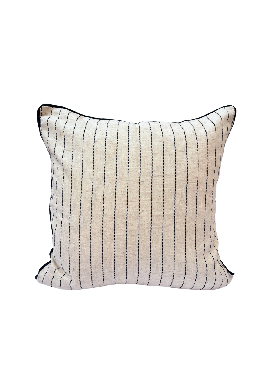 Noir Fine Stripe Cushion Square - New!