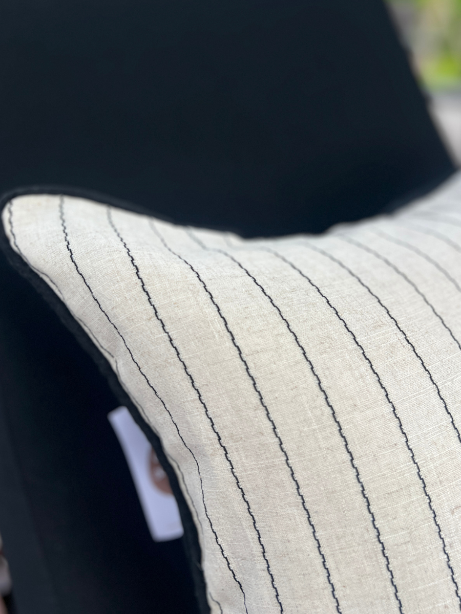 Noir Fine Stripe Cushion Square - New!