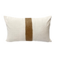 Rectangular natural white linen cushion with raffia detail