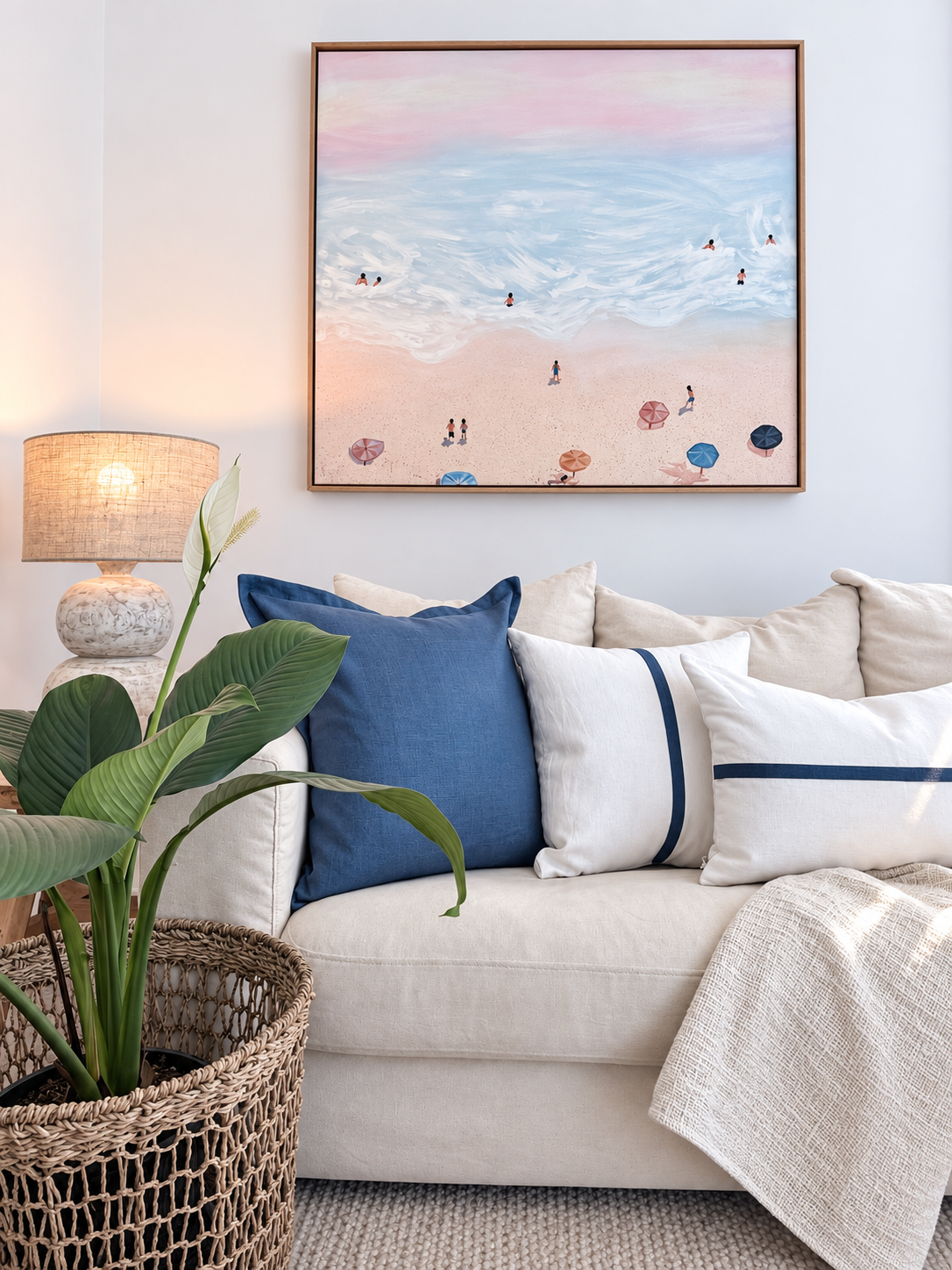 Capri Collection Cushion Covers - Blue Sea & Ivory - Two Sizes
