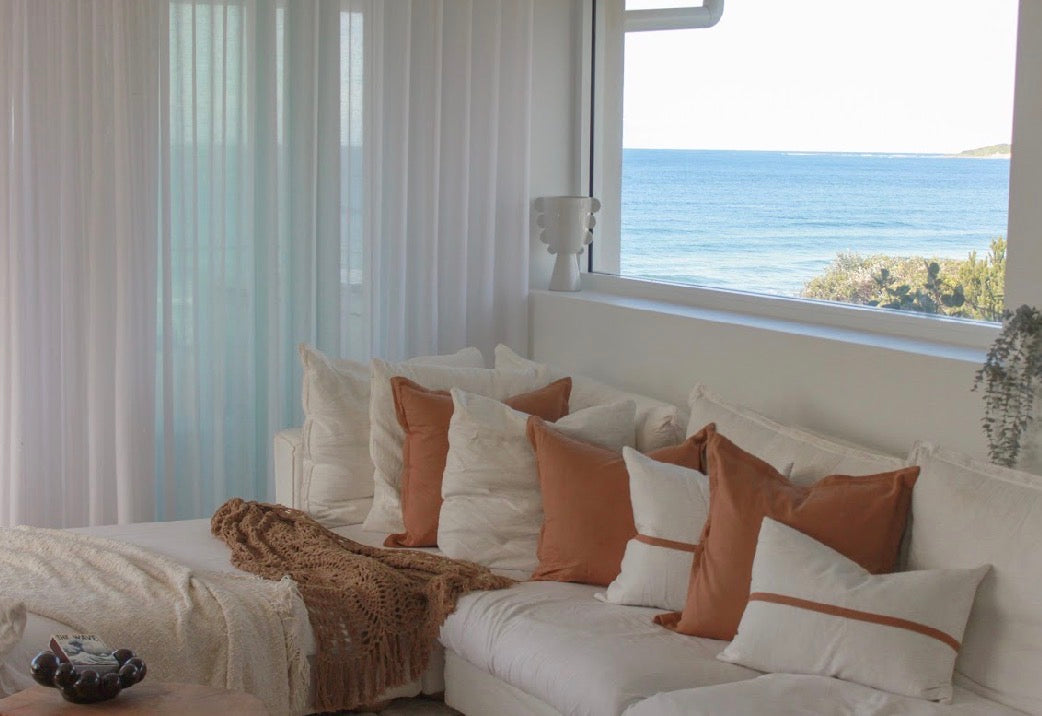 Capri Collection Cushion Covers - Cinnamon and Ivory