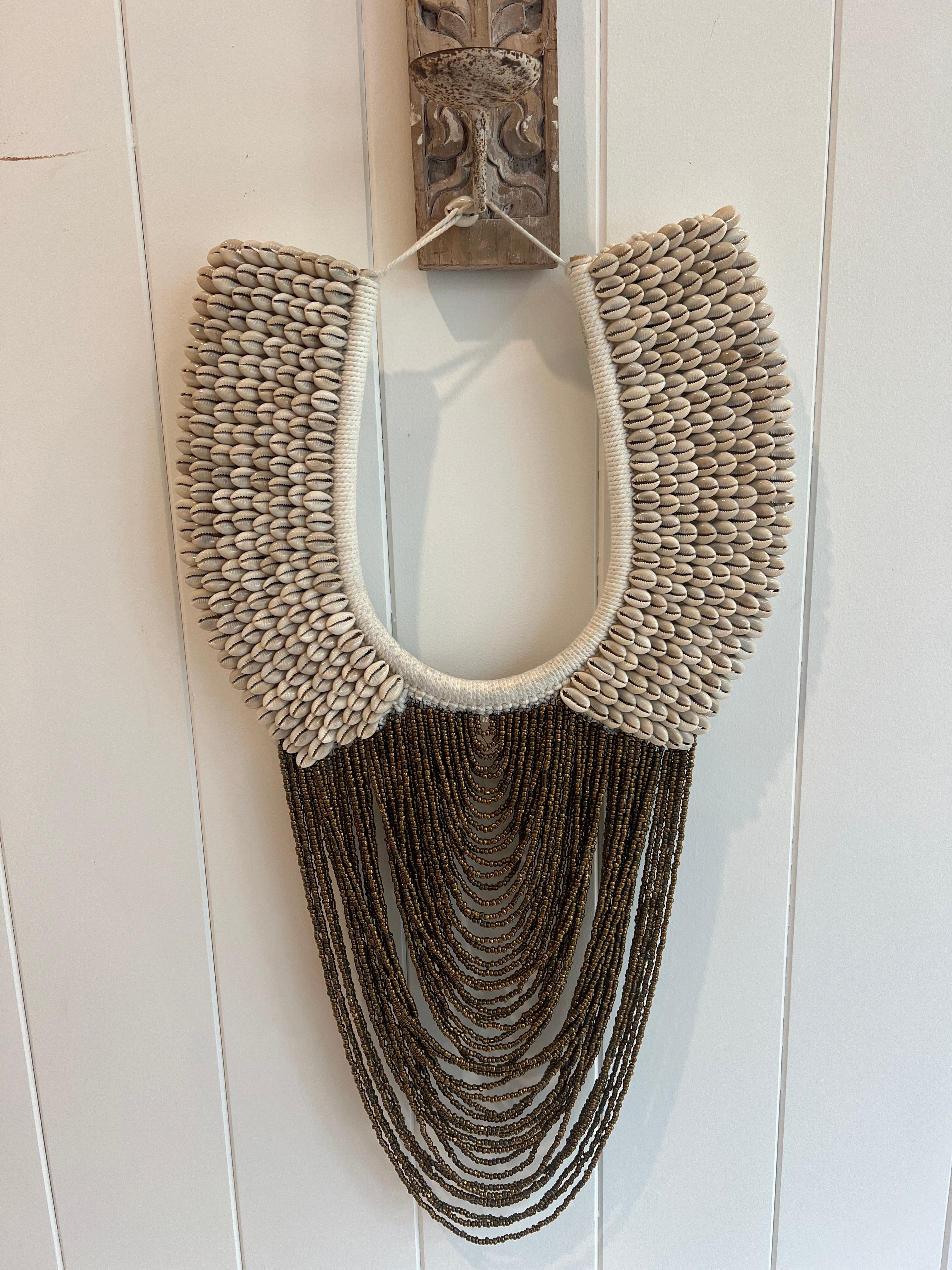 Large Cowrie Wall Necklace - Bronze - New!
