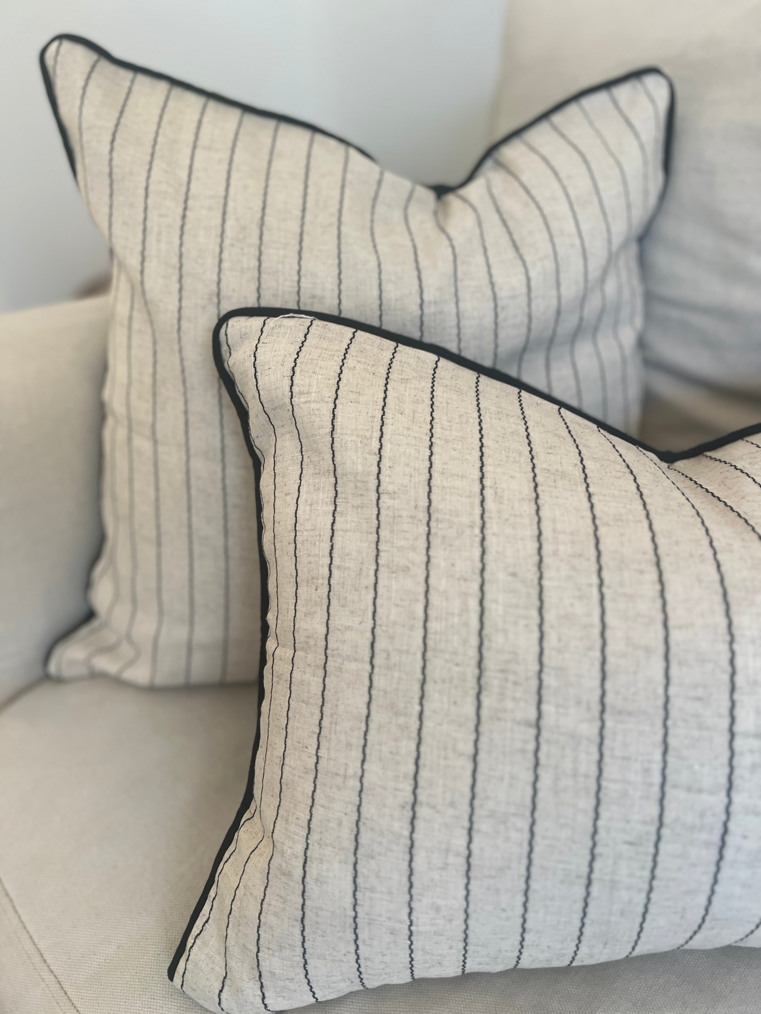 Noir Fine Stripe Cushion Rectangle - New!