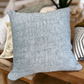 Ocean blue square linen cushion