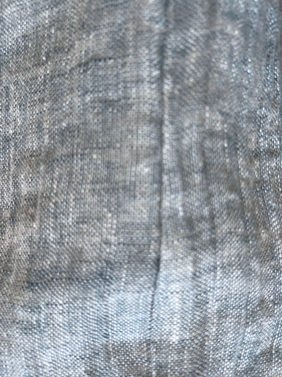 Ocean blue linen cushion material close up