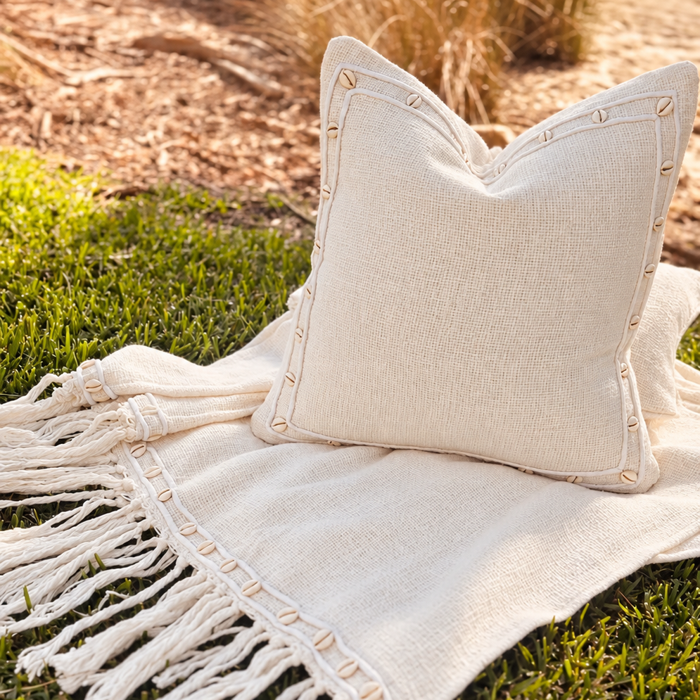 Shell Cushion and Throw Set