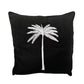 Grand Palm Cushion - White Palm on Black